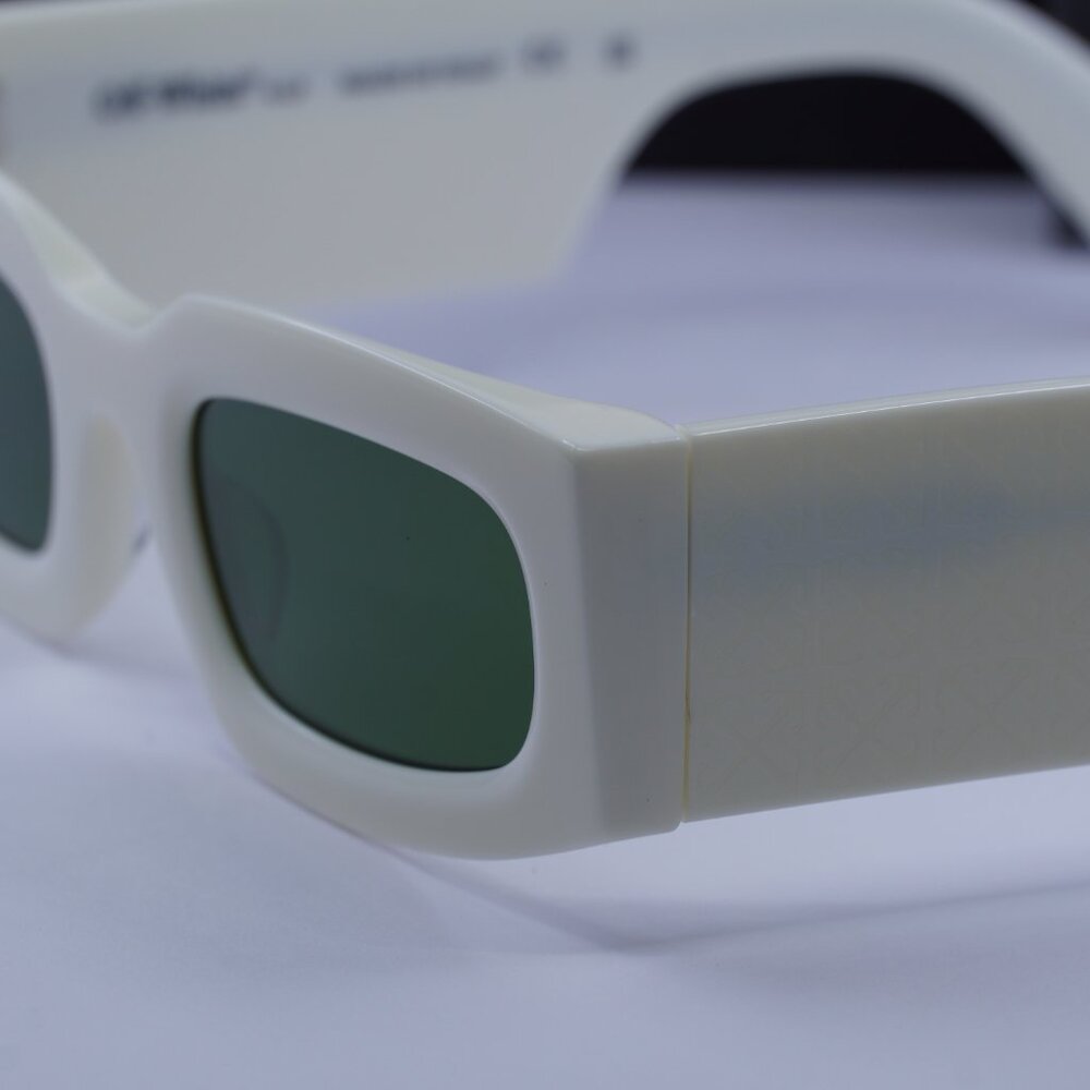 Off-White OERI141 CARY 0155 Rectangle Sunglasses – White/Green - Picture 4 of 10